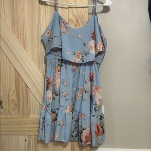 SHEIN Blue Floral Kids Dress
